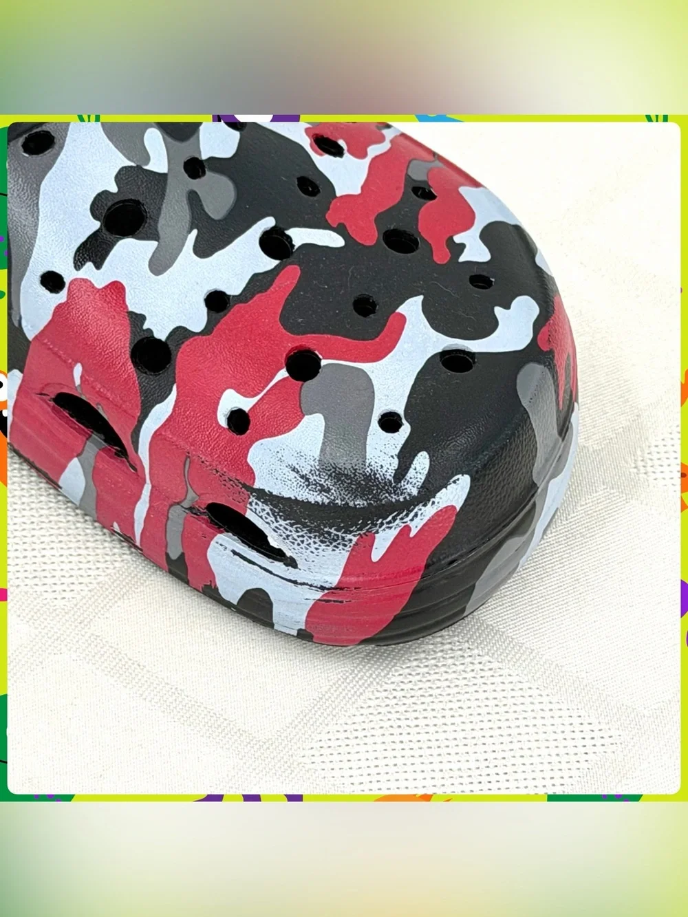 Red Black Gray UNISEX CAMOUFLAGE CLOGS Marble Swirl Sandals Shoes Big Kid Size 4